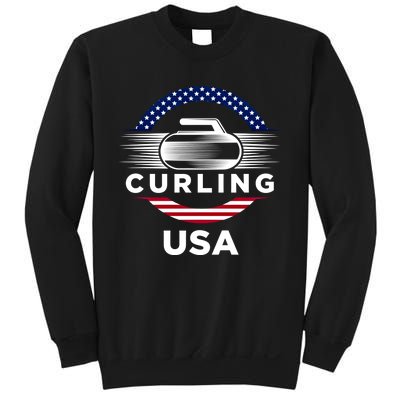 Curling Usa Support The Team Gift Usa Flag Curl Clean Cool Gift Sweatshirt