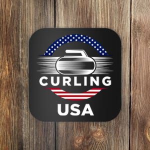 Curling Usa Support The Team Gift Usa Flag Curl Clean Cool Gift Coaster