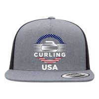 Curling Usa Support The Team Gift Usa Flag Curl Clean Cool Gift Flat Bill Trucker Hat