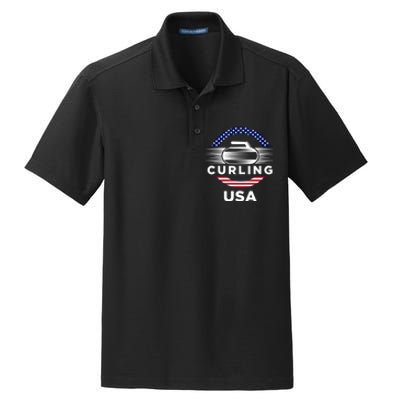 Curling Usa Support The Team Gift Usa Flag Curl Clean Cool Gift Dry Zone Grid Polo