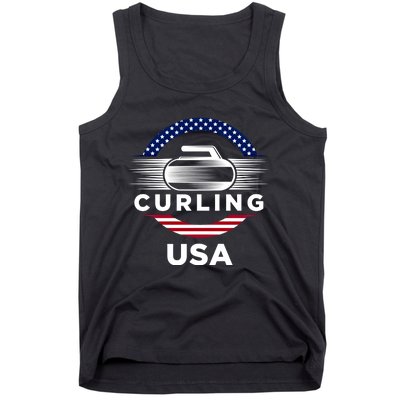 Curling Usa Support The Team Gift Usa Flag Curl Clean Cool Gift Tank Top