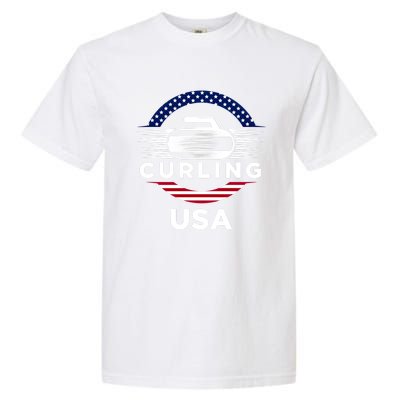 Curling Usa Support The Team Gift Usa Flag Curl Clean Cool Gift Garment-Dyed Heavyweight T-Shirt