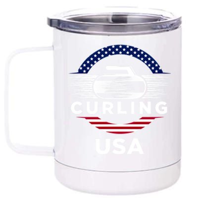 Curling Usa Support The Team Gift Usa Flag Curl Clean Cool Gift 12 oz Stainless Steel Tumbler Cup