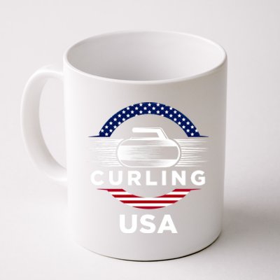 Curling Usa Support The Team Gift Usa Flag Curl Clean Cool Gift Coffee Mug