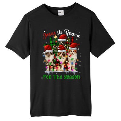 Christmas Ugly Sweater Cats Jesus Is Reason For The Season Great Gift Tall Fusion ChromaSoft Performance T-Shirt