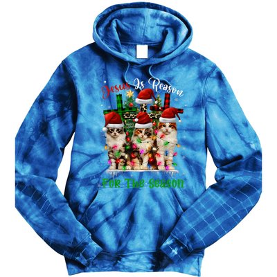 Christmas Ugly Sweater Cats Jesus Is Reason For The Season Great Gift Tie Dye Hoodie