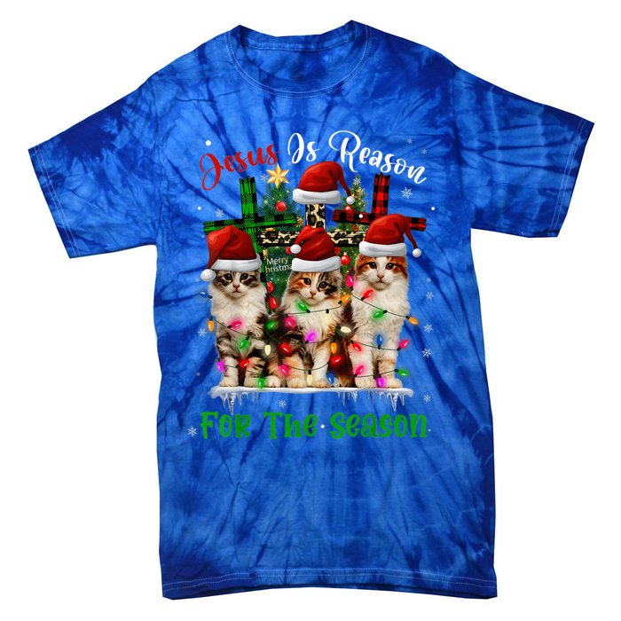 Christmas Ugly Sweater Cats Jesus Is Reason For The Season Great Gift Tie-Dye T-Shirt