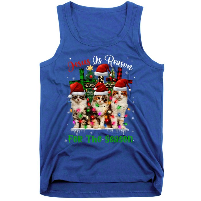 Christmas Ugly Sweater Cats Jesus Is Reason For The Season Great Gift Tank Top