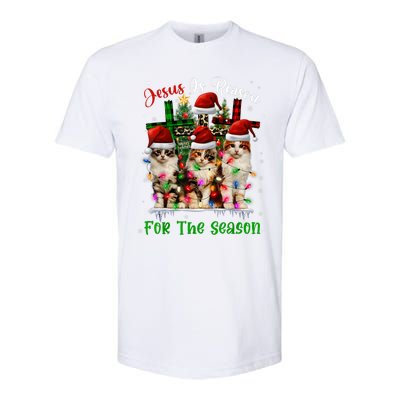 Christmas Ugly Sweater Cats Jesus Is Reason For The Season Great Gift Softstyle CVC T-Shirt