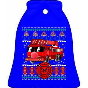 Christmas Ugly Sweater Firefighter Firetruck Christmas Gift Ceramic Bell Ornament