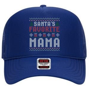 Christmas Ugly Sweater Funny Santa Claus Mama Cute Gift High Crown Mesh Back Trucker Hat