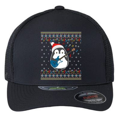 Christmas Ugly Sweater Xmas Family Matching Penguin Guitar Meaningful Gift Flexfit Unipanel Trucker Cap