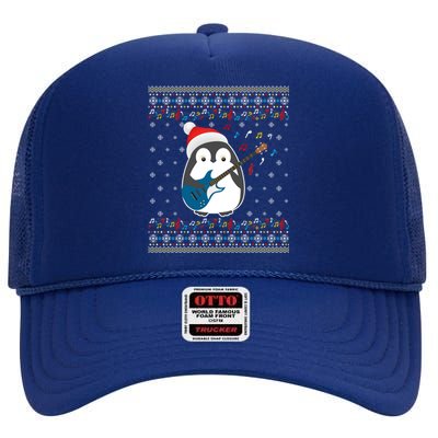 Christmas Ugly Sweater Xmas Family Matching Penguin Guitar Meaningful Gift High Crown Mesh Back Trucker Hat