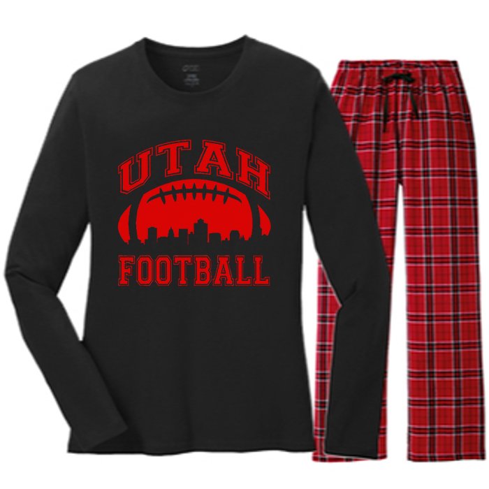 College University style Utah Football Sports Gift Women's Long Sleeve Flannel Pajama Set 