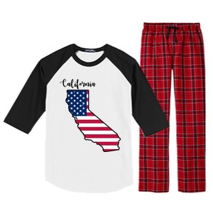 California United States Map Raglan Sleeve Pajama Set