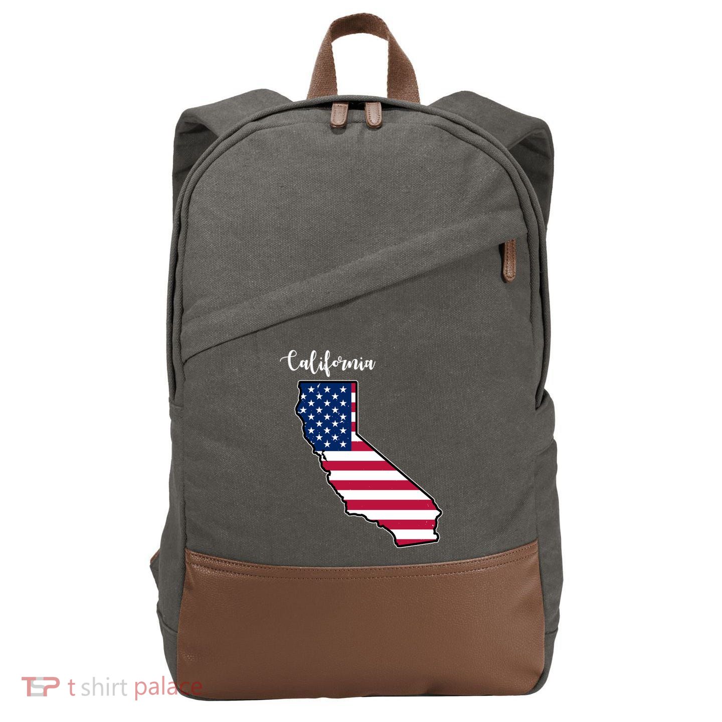 California United States Map Cotton Canvas Backpack