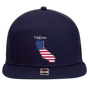 California United States Map 7 Panel Mesh Trucker Snapback Hat