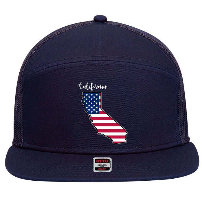 California United States Map 7 Panel Mesh Trucker Snapback Hat