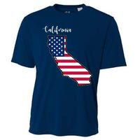 California United States Map Cooling Performance Crew T-Shirt