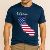 California United States Map Cooling Performance Crew T-Shirt