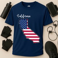 California United States Map Cooling Performance Crew T-Shirt
