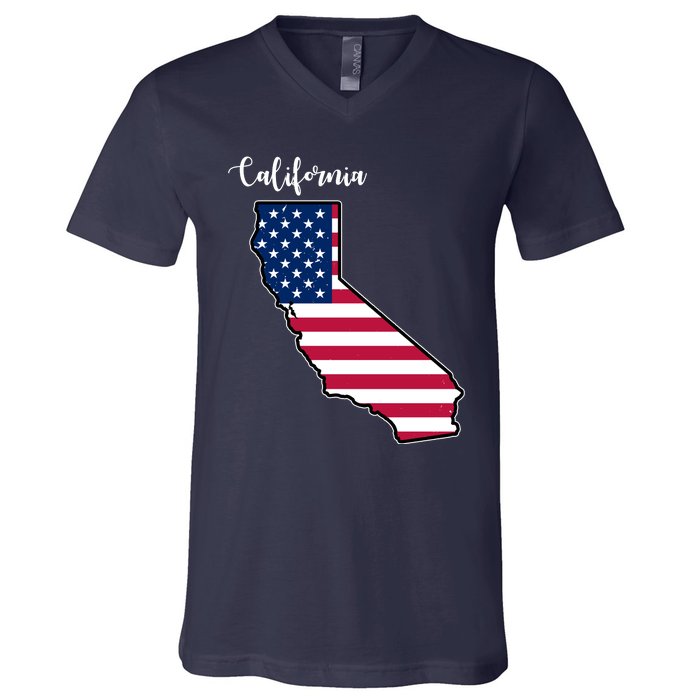 California United States Map V-Neck T-Shirt