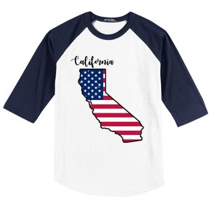 California United States Map Baseball Sleeve Shirt