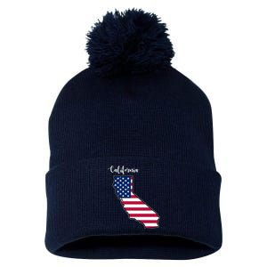 California United States Map Pom Pom 12in Knit Beanie