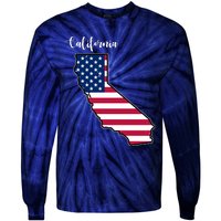 California United States Map Tie-Dye Long Sleeve Shirt