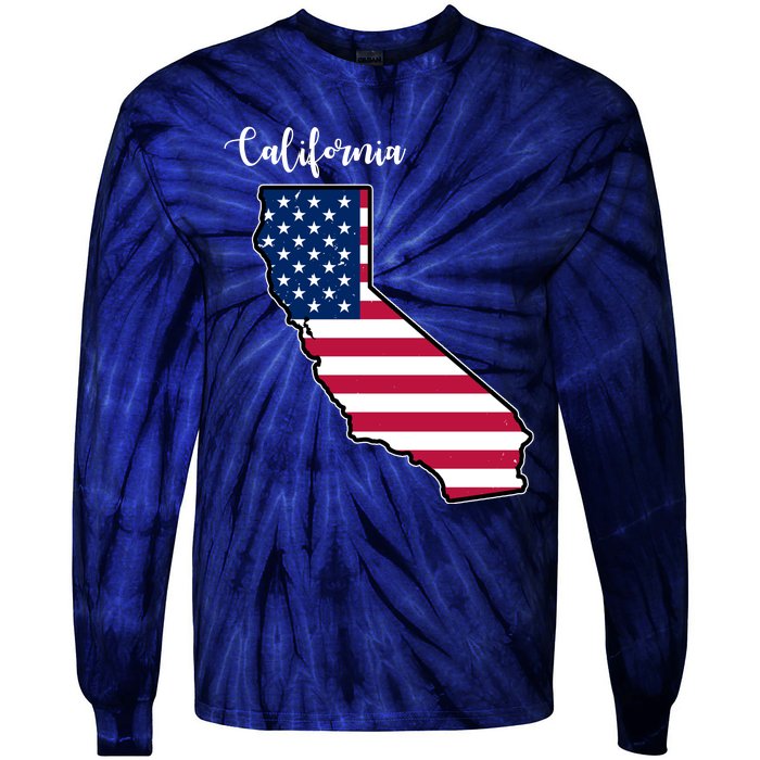 California United States Map Tie-Dye Long Sleeve Shirt