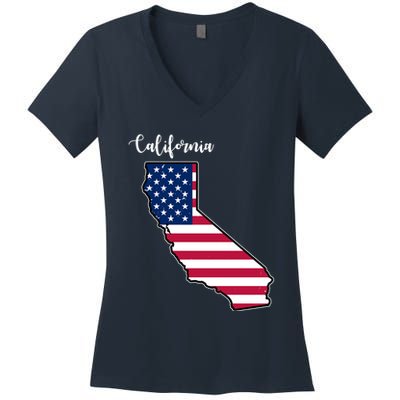 California United States Map Women's V-Neck T-Shirt