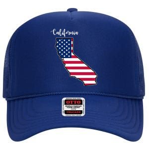 California United States Map High Crown Mesh Back Trucker Hat