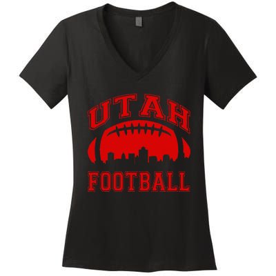 College University style Utah Football Sports Gift Women's V-Neck T-Shirt