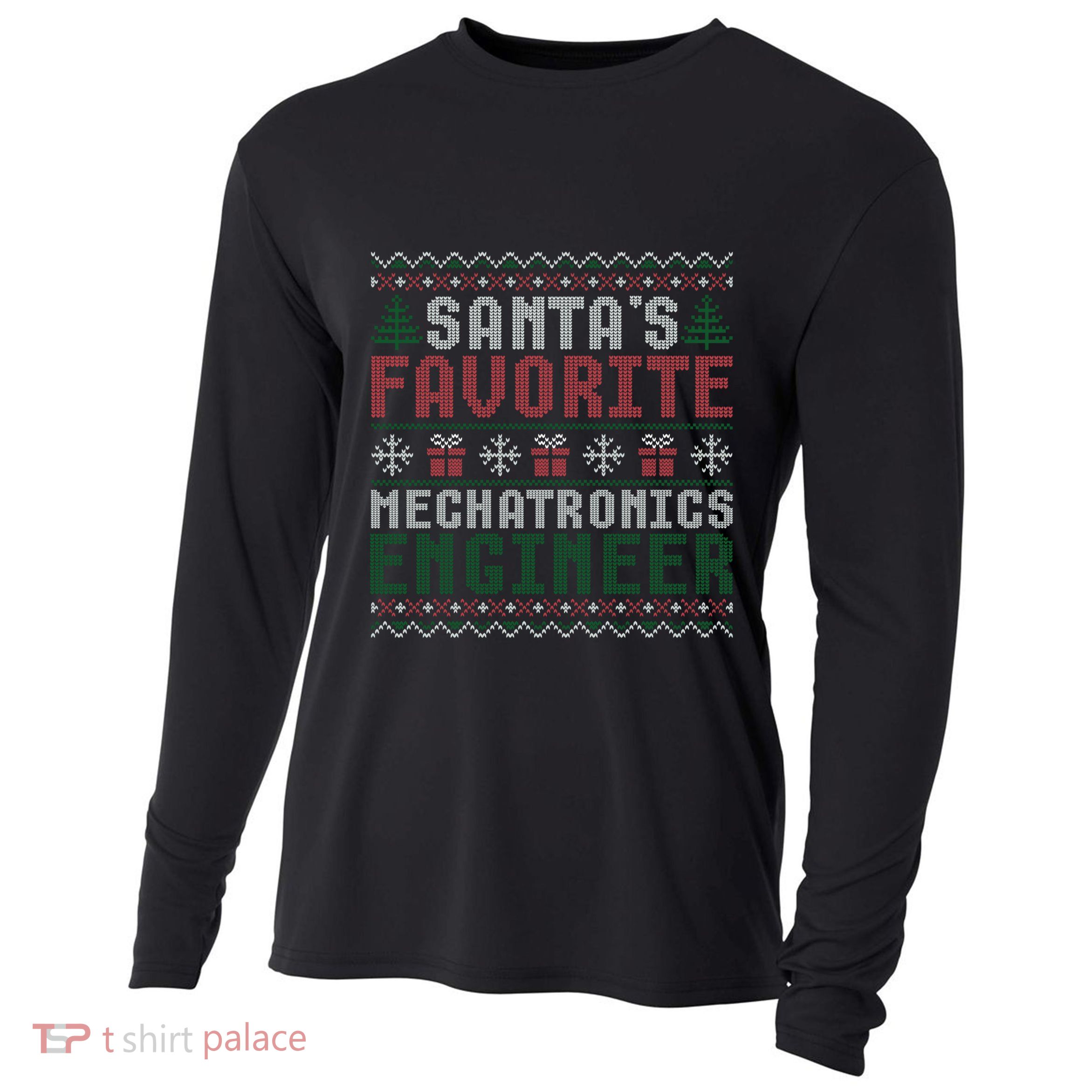 Christmas Ugly Sweater Santa Claus Mechatronics Engineer Gift Cooling Performance Long Sleeve Crew