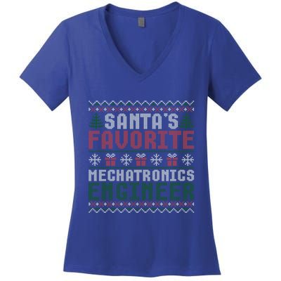 Christmas Ugly Sweater Santa Claus Mechatronics Engineer Gift Women's V-Neck T-Shirt