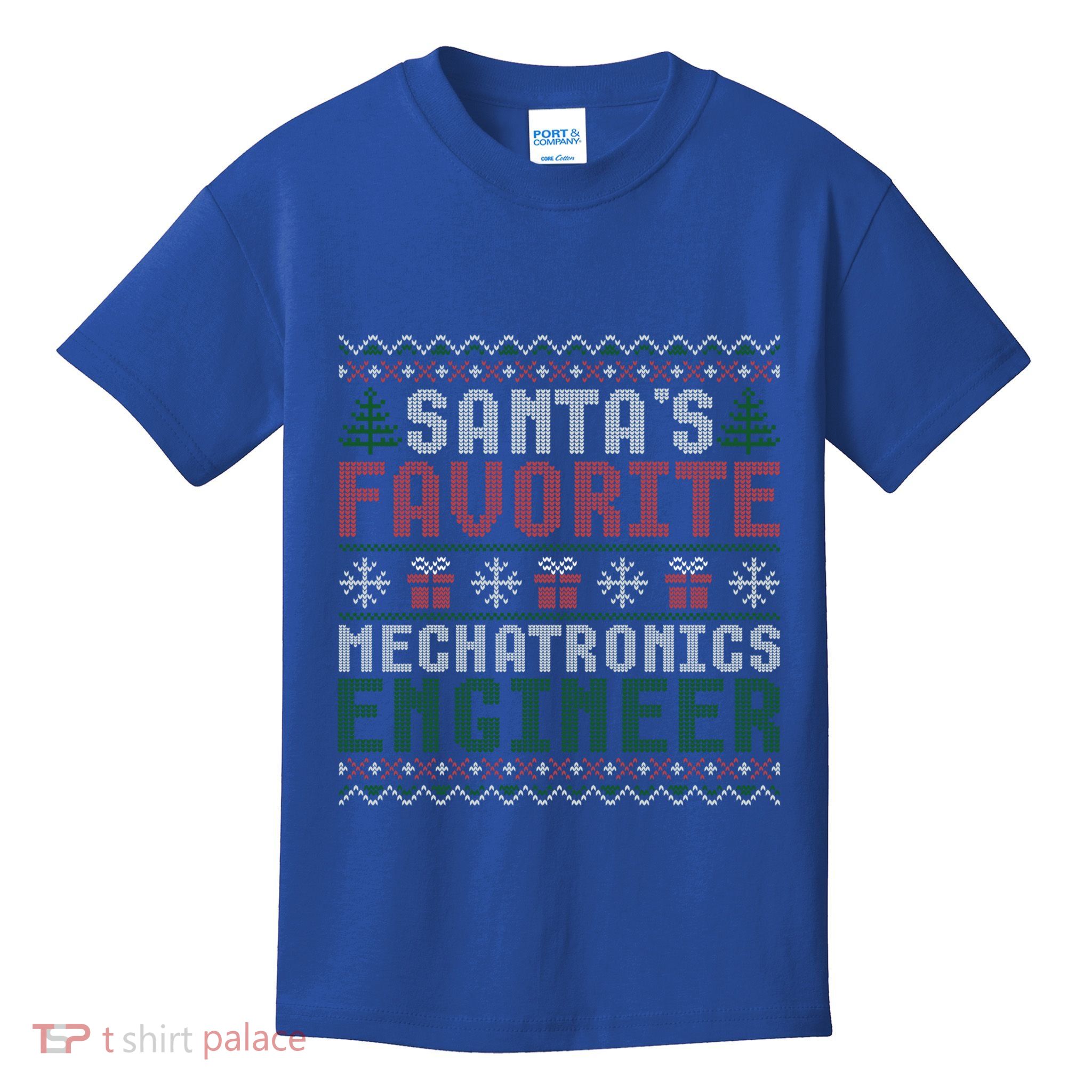 Christmas Ugly Sweater Santa Claus Mechatronics Engineer Gift Kids T-Shirt