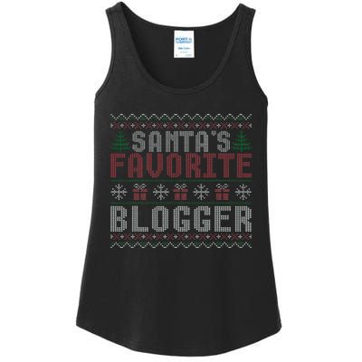 Christmas Ugly Sweater Funny Santa Claus Blogger  Ladies Essential Tank