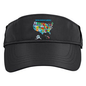 Colorful United States Of America Map Us Landmarks Icons Adult Drive Performance Visor