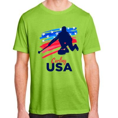 Curling USA Support The Team USA Flag Curl Clean Adult ChromaSoft Performance T-Shirt