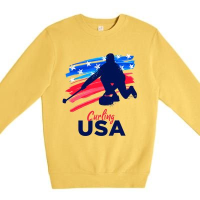 Curling USA Support The Team USA Flag Curl Clean Premium Crewneck Sweatshirt