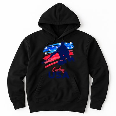 Curling USA Support The Team USA Flag Curl Clean Hoodie