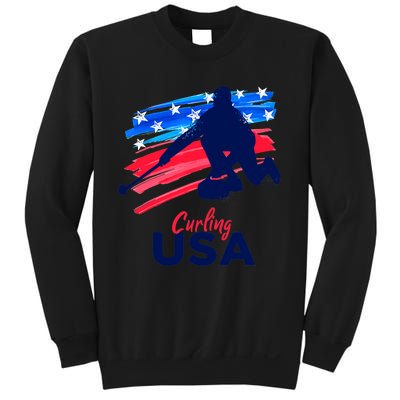 Curling USA Support The Team USA Flag Curl Clean Sweatshirt