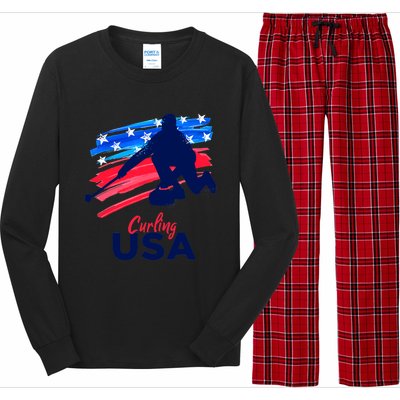 Curling USA Support The Team USA Flag Curl Clean Long Sleeve Pajama Set