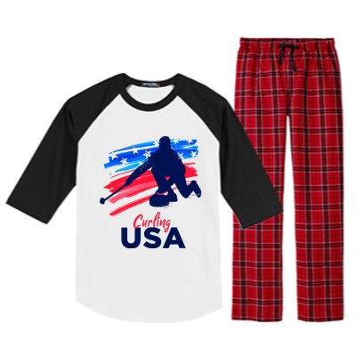 Curling USA Support The Team USA Flag Curl Clean Raglan Sleeve Pajama Set