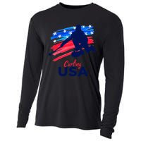 Curling USA Support The Team USA Flag Curl Clean Cooling Performance Long Sleeve Crew