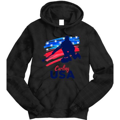 Curling USA Support The Team USA Flag Curl Clean Tie Dye Hoodie