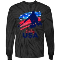 Curling USA Support The Team USA Flag Curl Clean Tie-Dye Long Sleeve Shirt