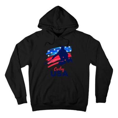 Curling USA Support The Team USA Flag Curl Clean Tall Hoodie