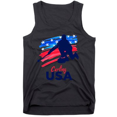 Curling USA Support The Team USA Flag Curl Clean Tank Top