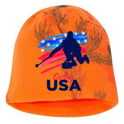 Curling USA Support The Team USA Flag Curl Clean Kati - Camo Knit Beanie